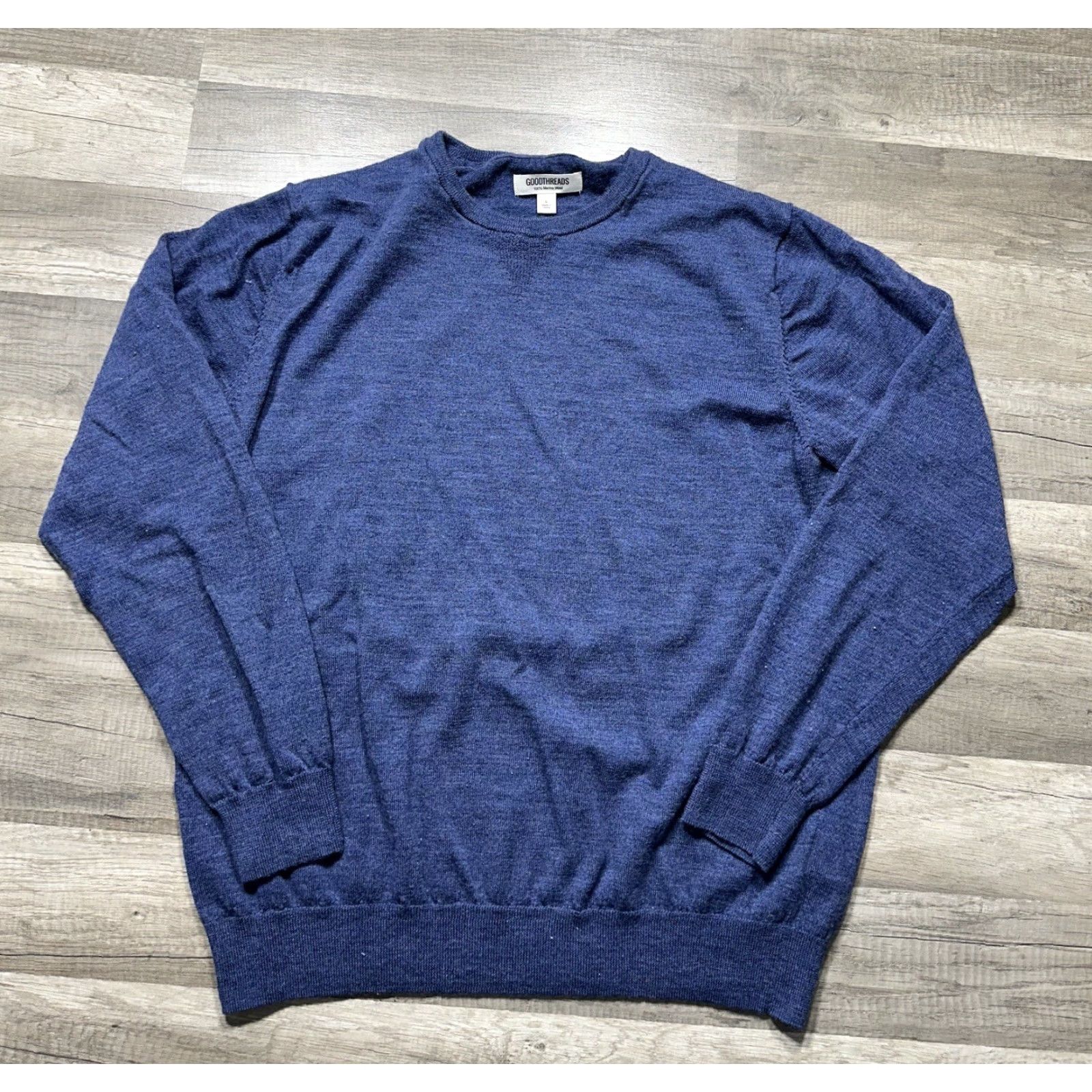 Vintage Goodthreads Mens Sweater 100% Merino Wool Crewneck Large Blue Long Sleeve Size US L / EU 52-54 / 3 - 2 Thumbnail