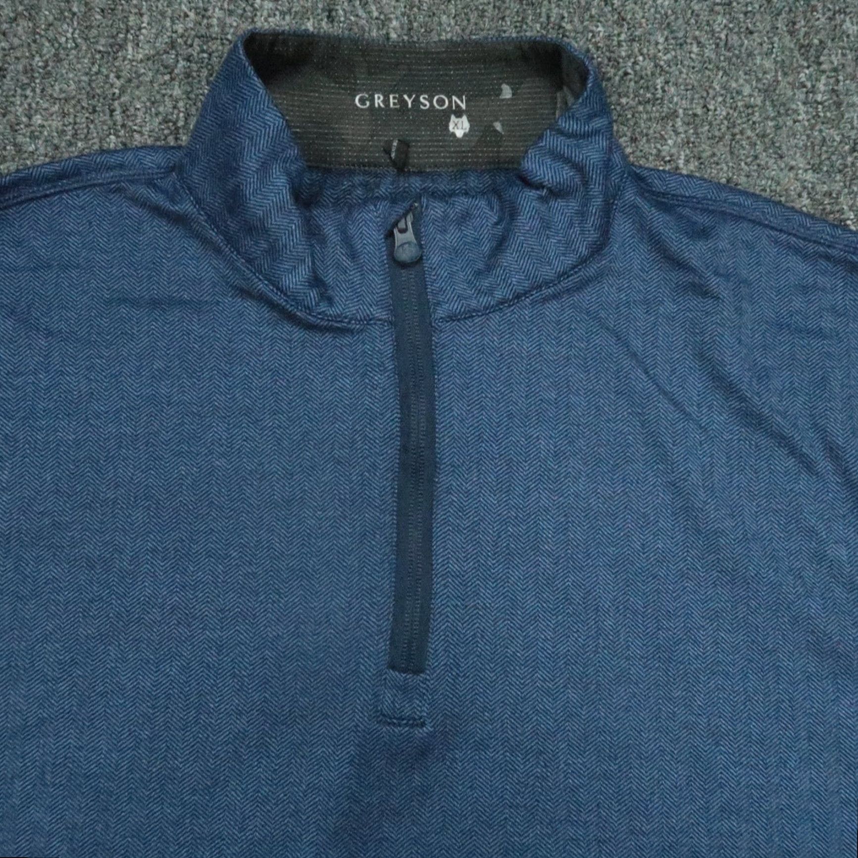 Vintage Greyson Pullover Mens XL Blue Tate Herringbone Performance 1/4 Zip Trophy Club Size US XL / EU 56 / 4 - 2 Thumbnail
