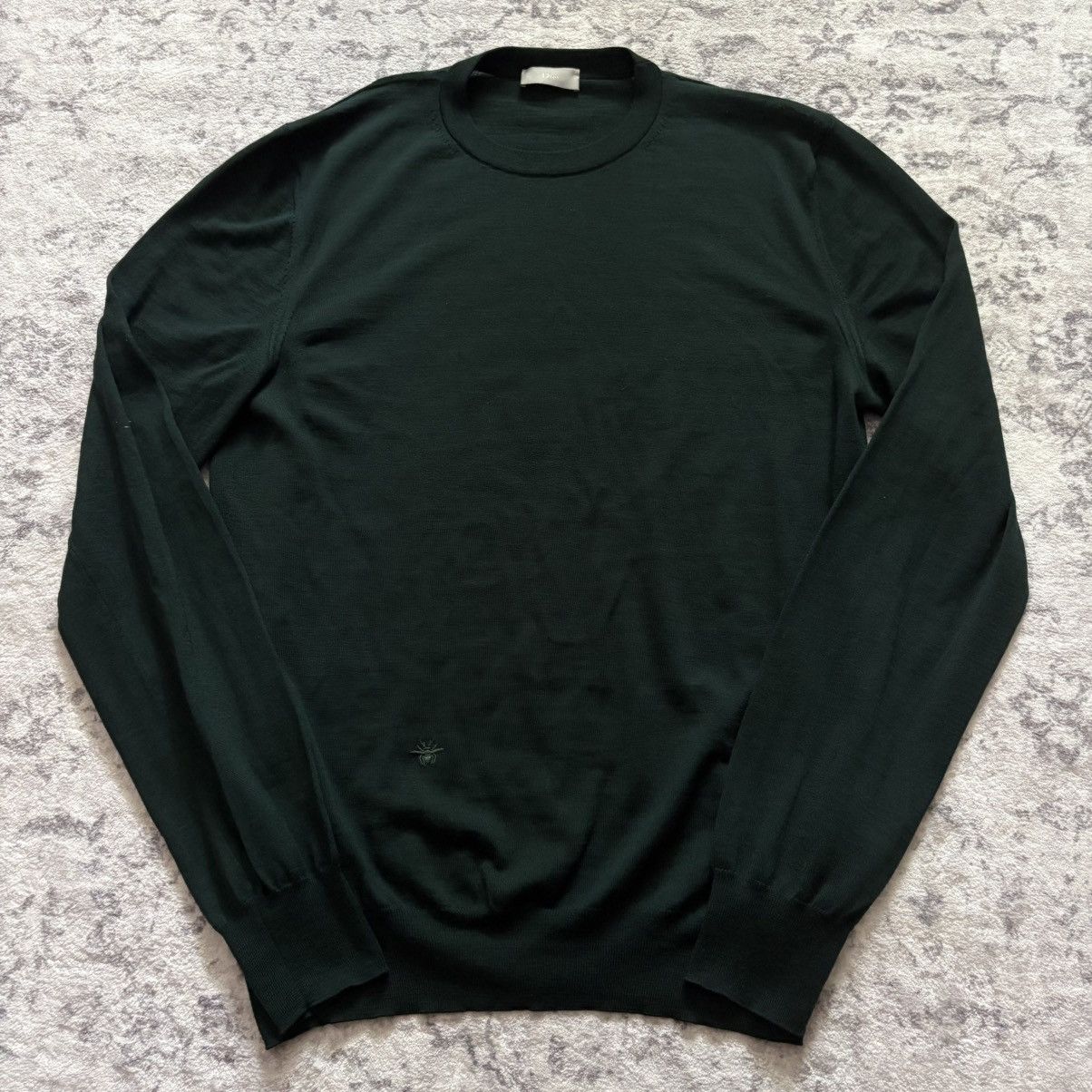 Dior Dior Bee Embroidered Knit Wool Sweater Green | Size S Size US S / EU 44-46 / 1 - 1 Thumbnail