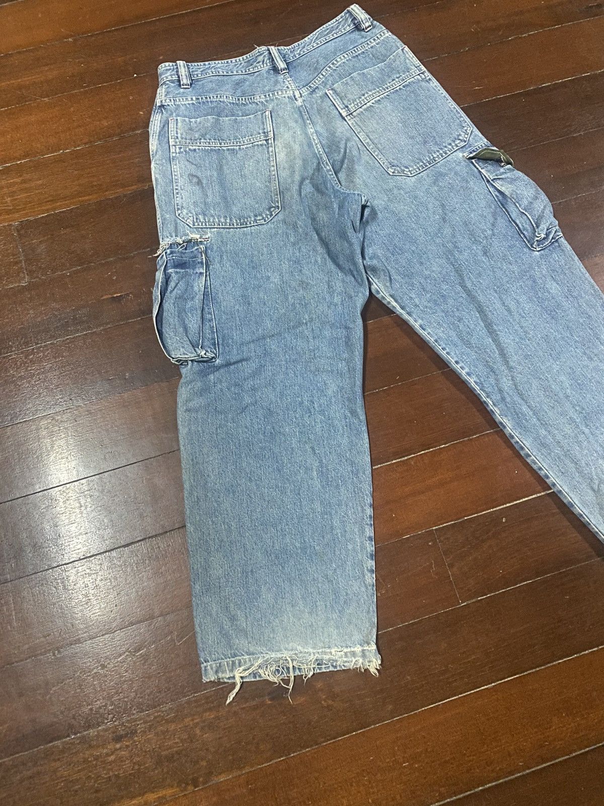 Japanese Brand Hawaiian Piko Jeans Cargo baggy distressed wide leg Size US 35 - 13 Thumbnail