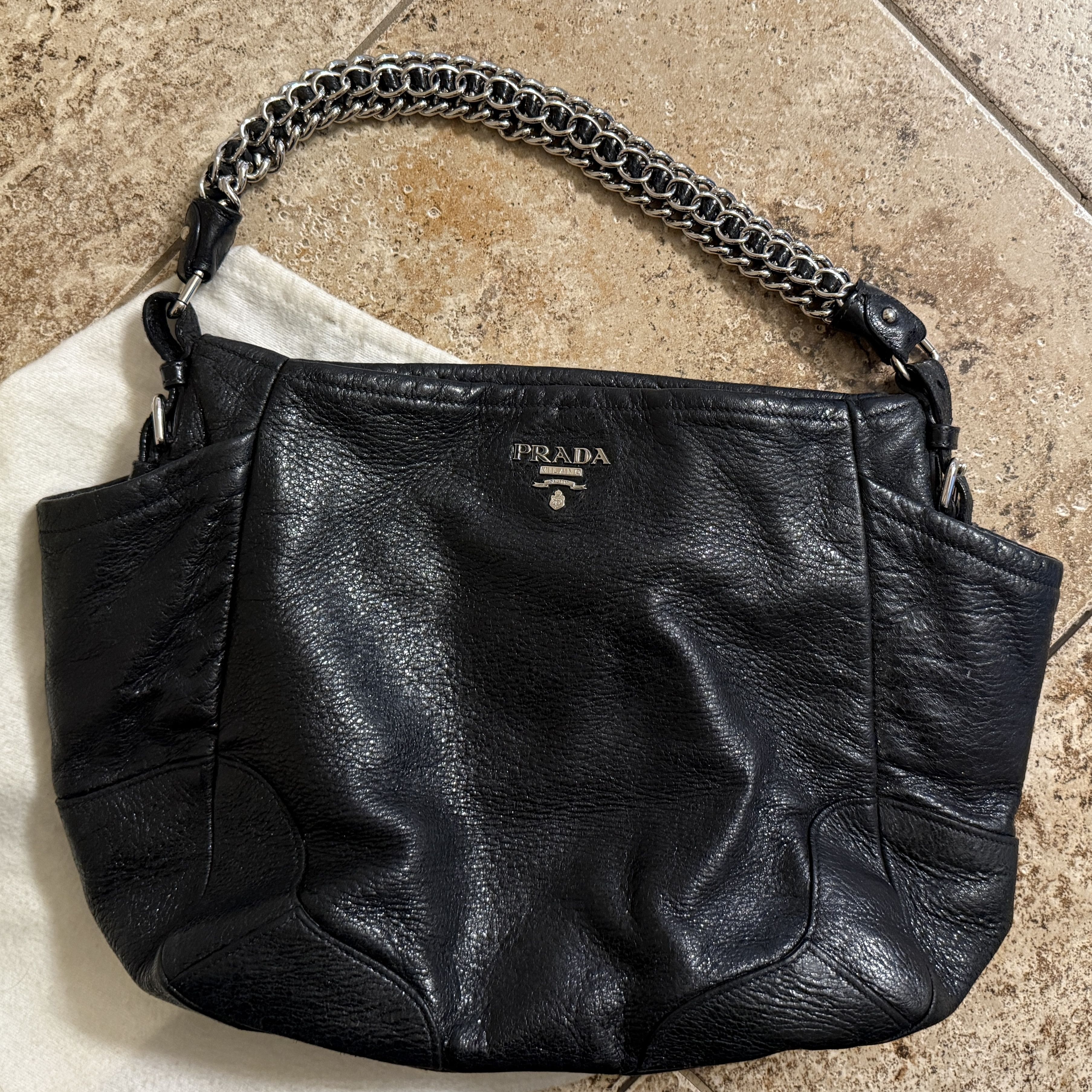 Prada Prada black shimmery leather chain bag Size ONE SIZE - 7 Thumbnail