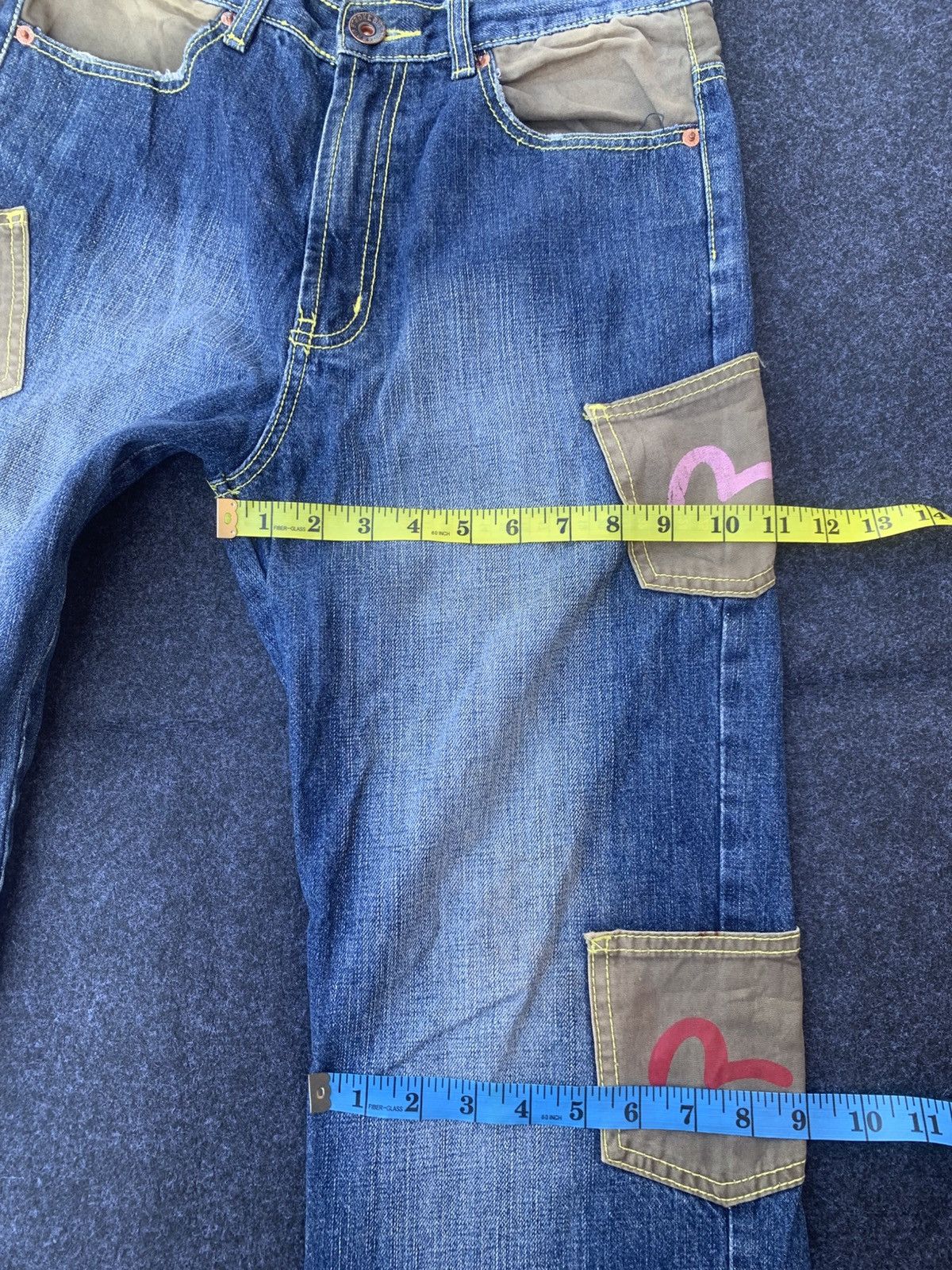 Japanese Brand Vintage Big Stroke Multi-Pocket Denim Jeans (Evisu Style) Size US 29 - 7 Thumbnail