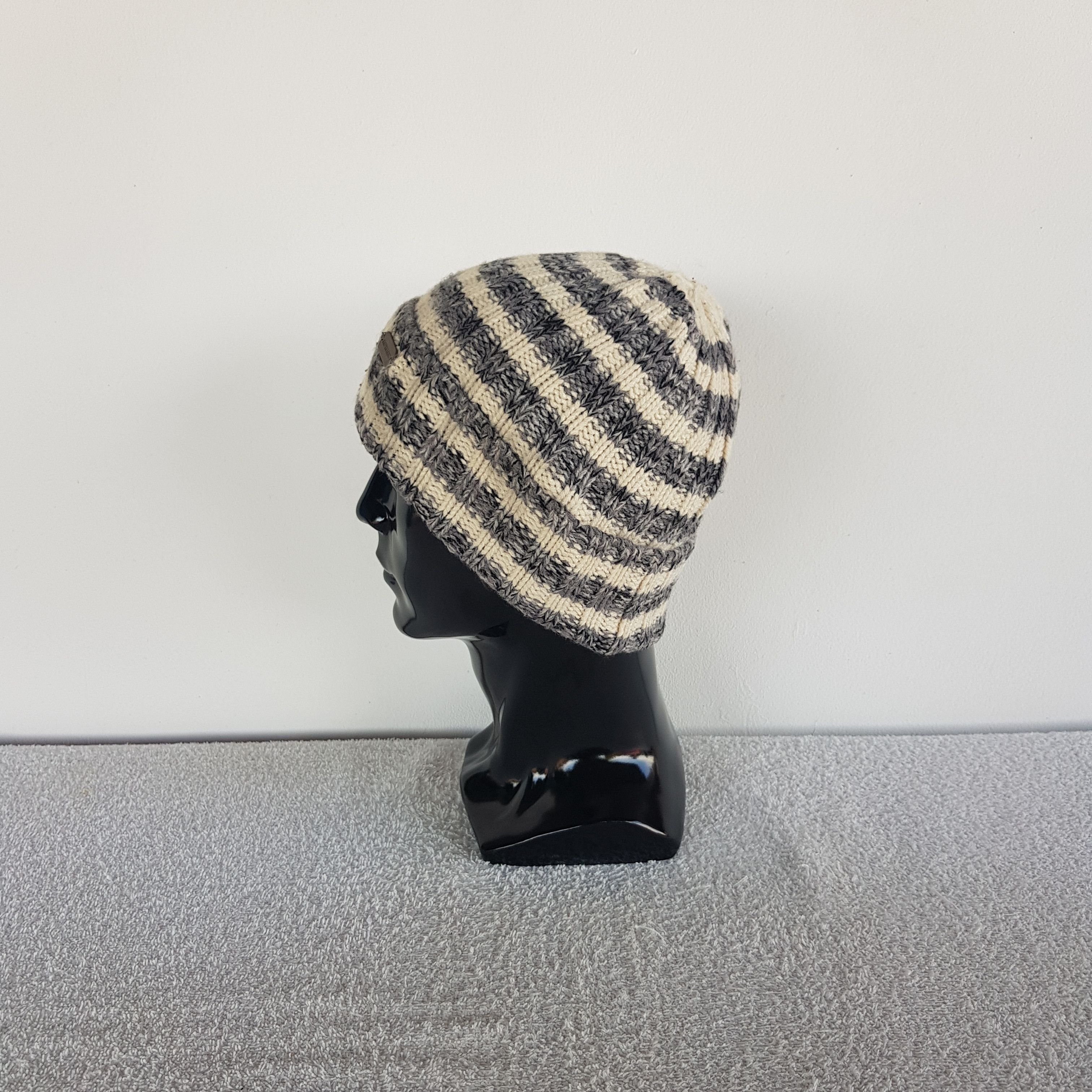 Homespun Knitwear Vintage Ampersanad Beanie Striped Ribbed Knit Snow Caps Hats Size ONE SIZE - 4 Thumbnail