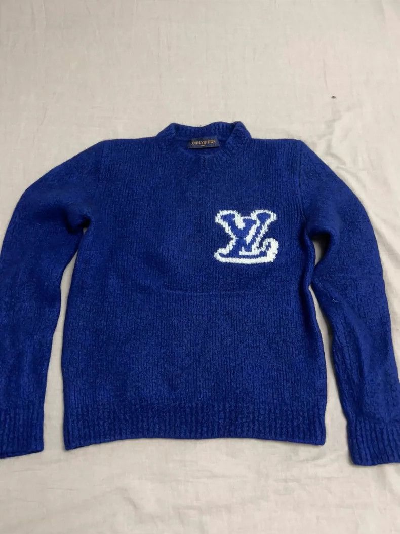 Louis Vuitton Louis Vuitton Blue Wool Sweater for Men- DMC Size US XL / EU 56 / 4 - 1 Thumbnail