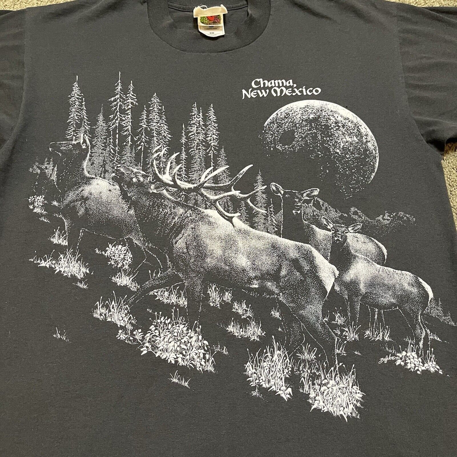 Giant Tees VTG 1980s Mens L Black Single Stitch Graphic T Shirt USA Elk Size US L / EU 52-54 / 3 - 2 Thumbnail