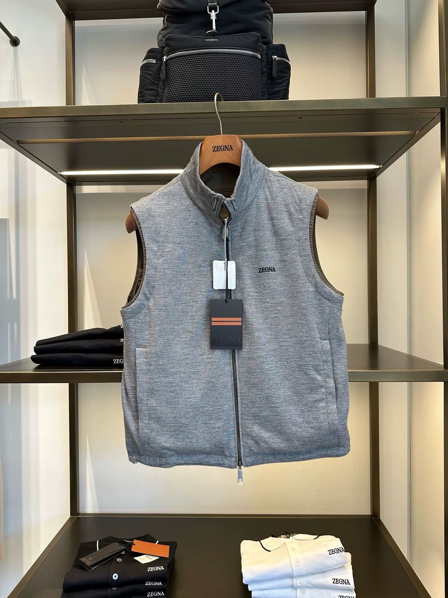 Ermenegildo Zegna Zegna Olive Reversible Stand Collar Vest Size US M / EU 48-50 / 2 - 4 Thumbnail