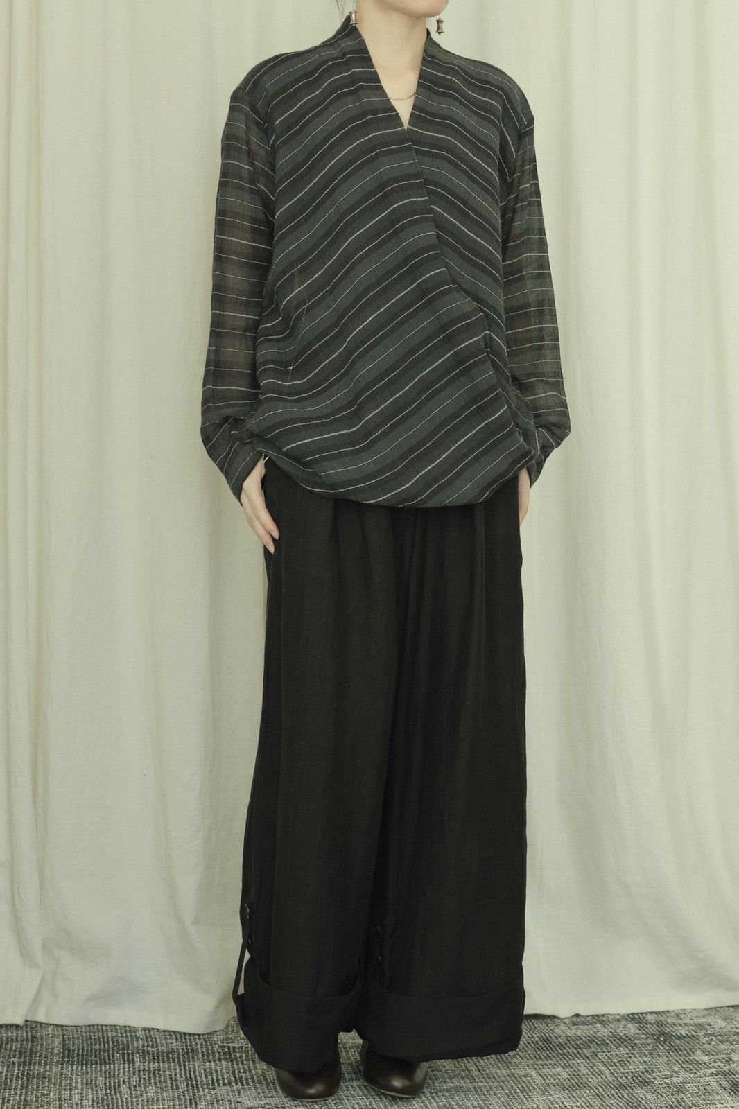 Issey Miyake Issey Miyake Permanente SS97 Sheer Striped Linen Wrap Shirt Size M / US 6-8 / IT 42-44 - 6 Thumbnail