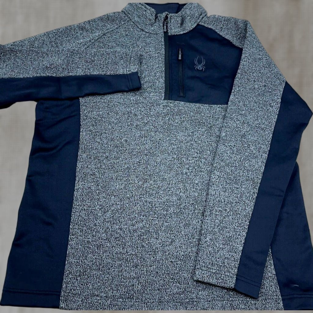 Spyder Spyder Jacket Men XL Gray Black Pullover Bomber Zip 1/4 Knit Logo Embroidered Lining Polyester All Seasons Regular Size US XL / EU 56 / 4 - 1 Thumbnail
