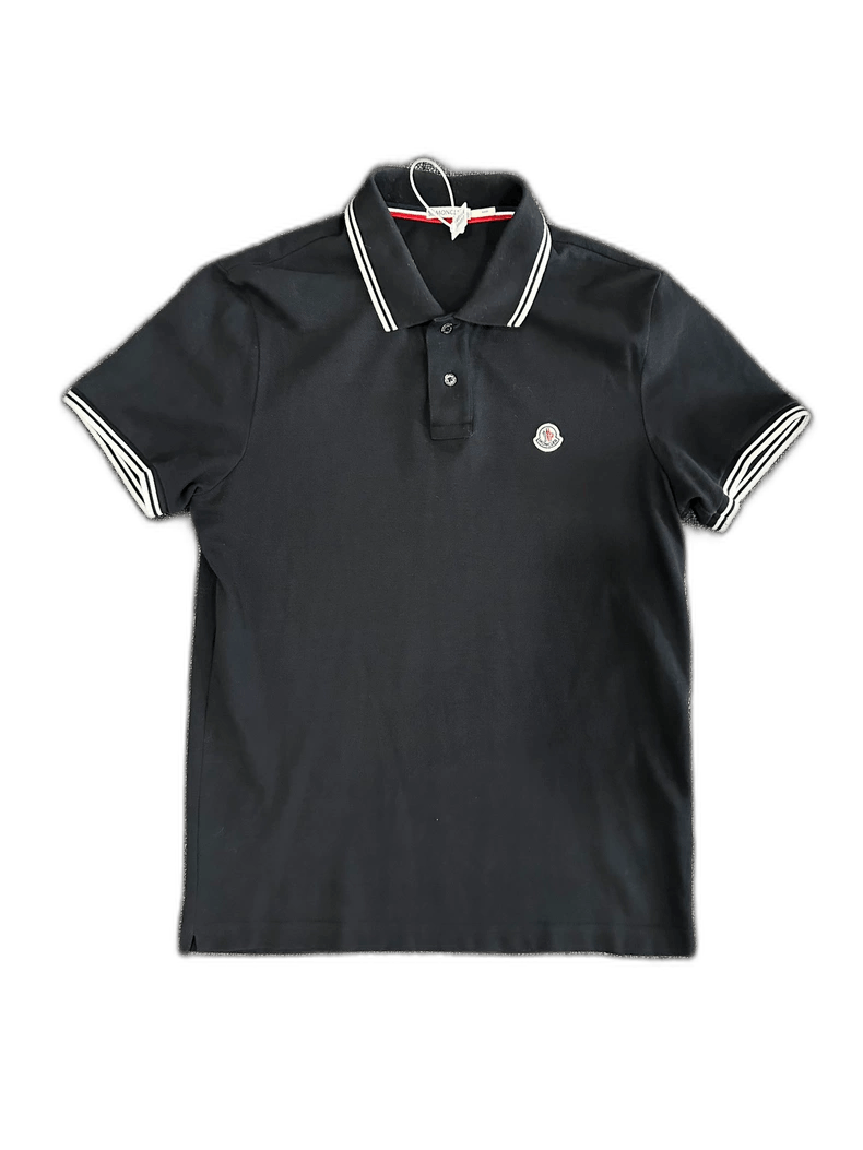 Moncler Moncler Black and White Embroidered Polo Shirt Size US M / EU 48-50 / 2 - 1 Thumbnail