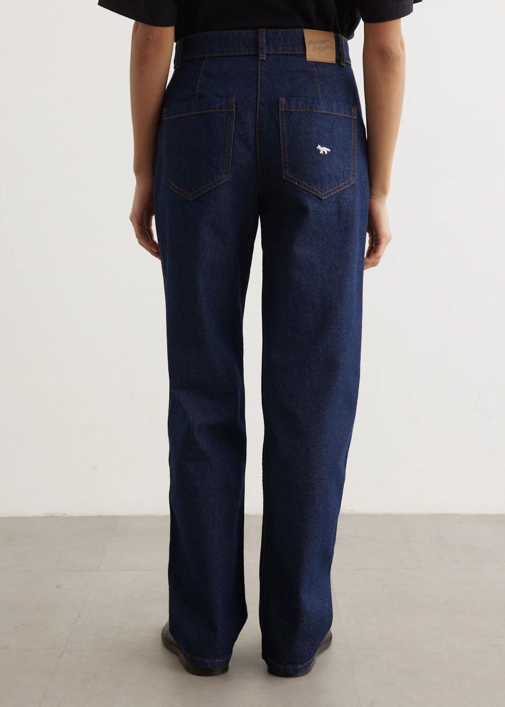 Maison Kitsune o1s22i1n1124 Embroidery Straight Jeans in Blue Size 26" / US 2 / IT 38 - 4 Thumbnail