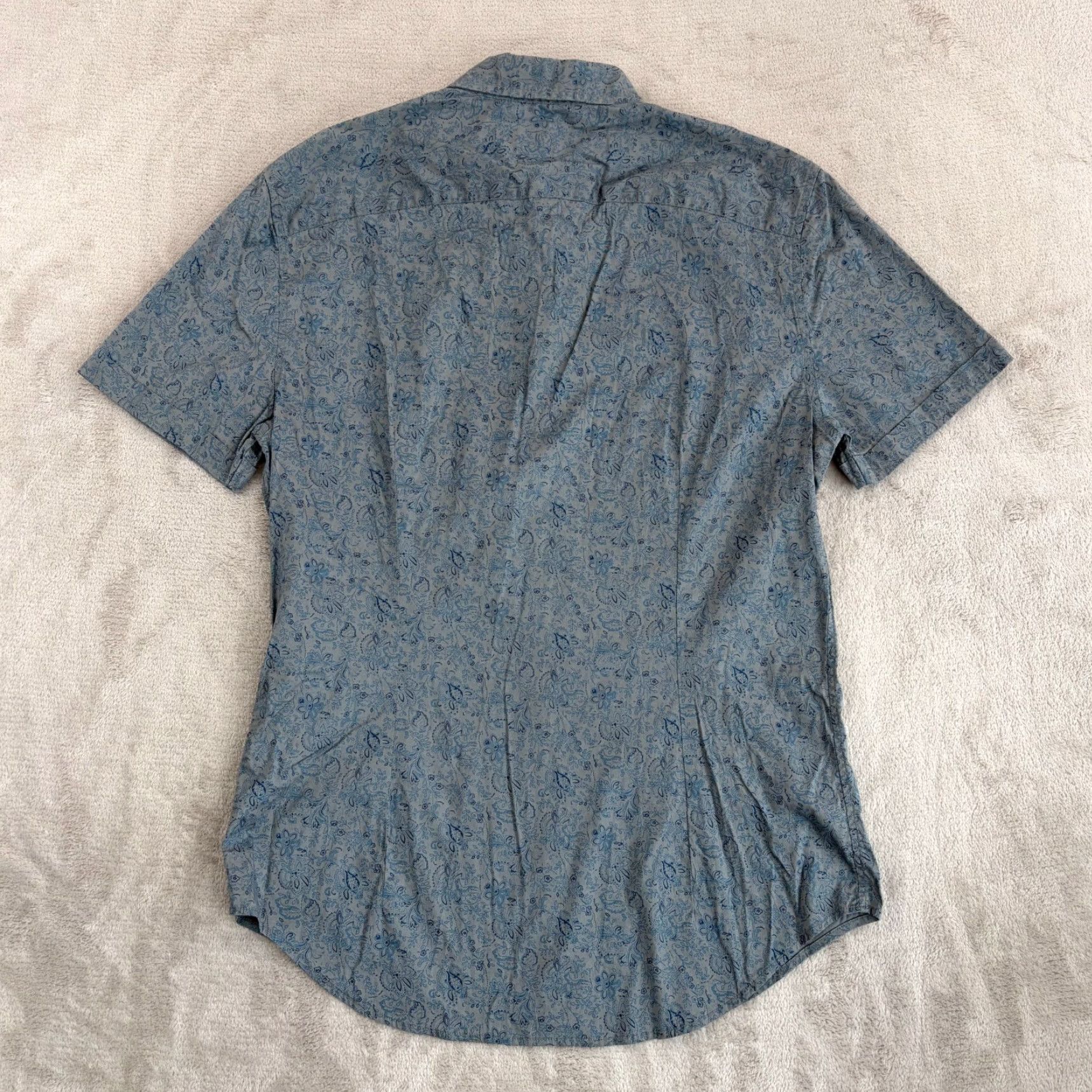 John Varvatos John Varvatos USA Luxe Shirt Small Grey Blue Paisley AOP Short Sleeve Button-Up Mens Regular XS? Size US S / EU 44-46 / 1 - 4 Thumbnail
