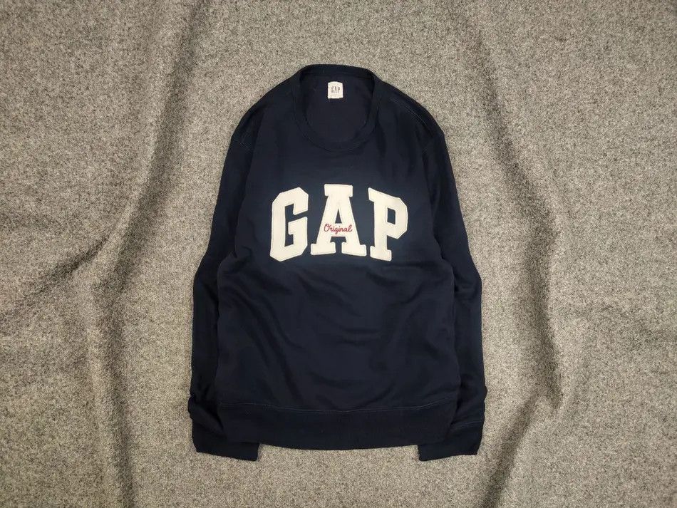 Gap Gap Blue embroidered logo Crew Chek Sweatshirt Vintage Style Size US L / EU 52-54 / 3 - 1 Thumbnail