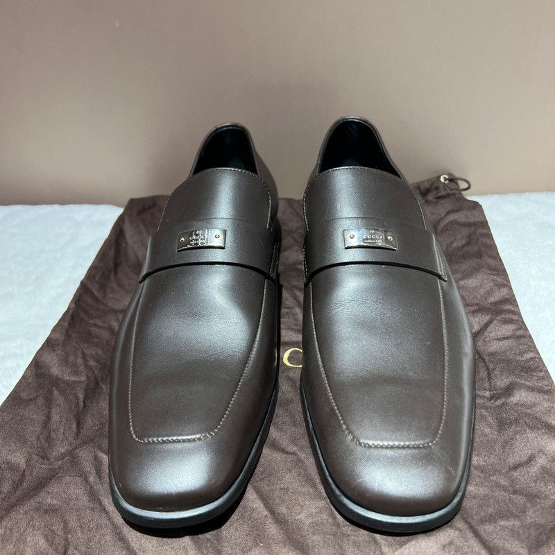 Gucci Gucci Brown Leather Slip-On Shoes - Size US 8 / EU 41 - 2 Thumbnail