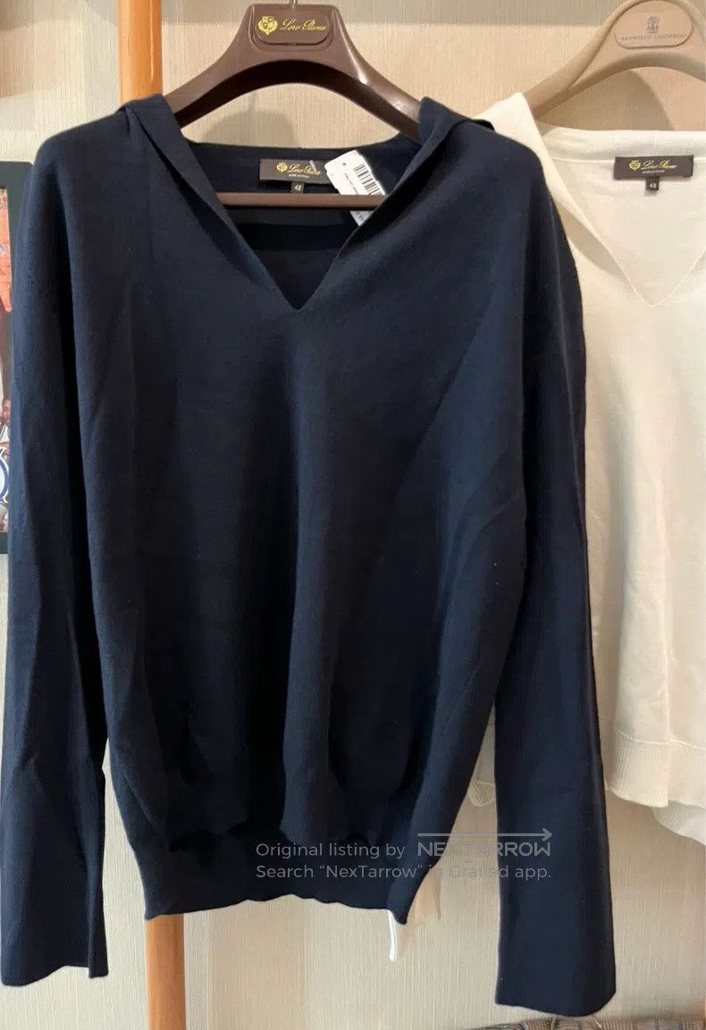Loro Piana LORO PIANA Navy blue knit polo shirt Size S / US 4 / IT 40 - 1 Thumbnail