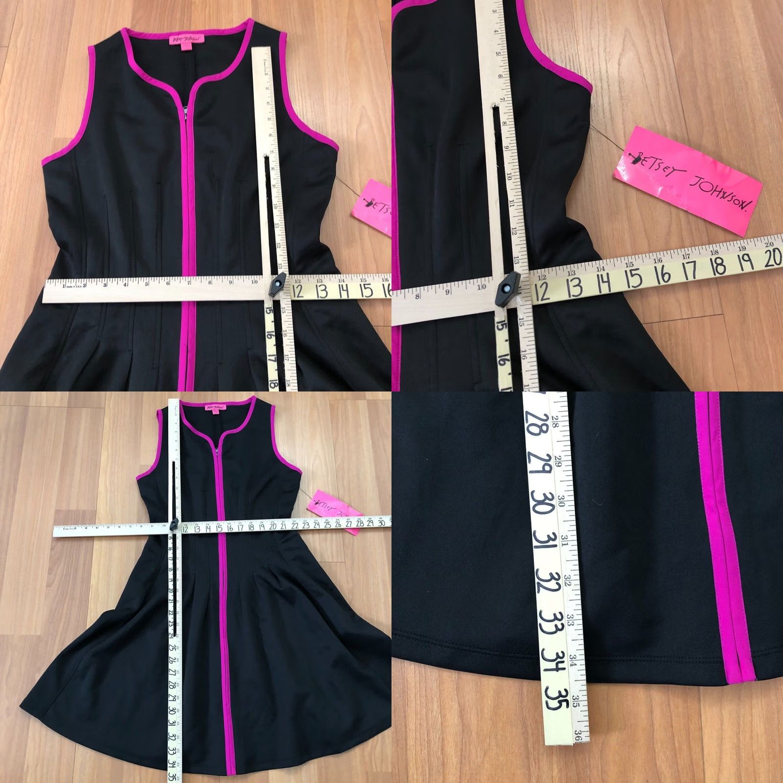 Betsey Johnson Betsey Johnson Dress Women's 4 A-Line Mid Length Sleeveless Zip Black Pink NEW Size S / US 4 / IT 40 - 9 Thumbnail