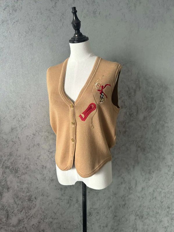Burberry Burberry Khaki Wool Sleeveless Cardigan for Women Size M / US 6-8 / IT 42-44 - 1 Thumbnail