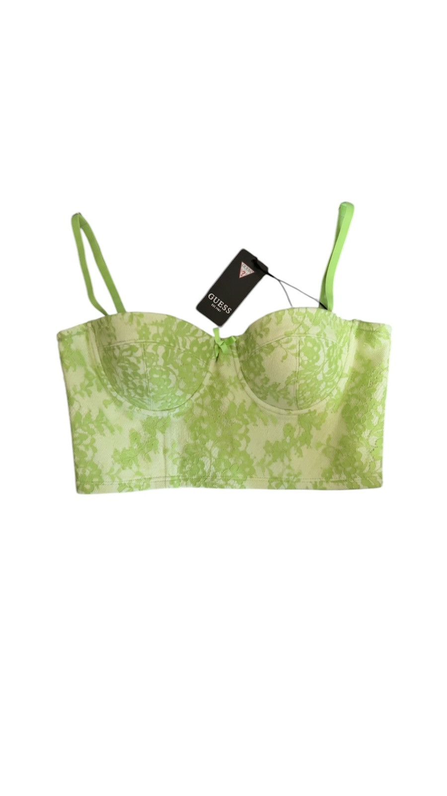 Guess GUESS Green & White Lace Bustier Crop Top Size S / US 4 / IT 40 - 1 Thumbnail