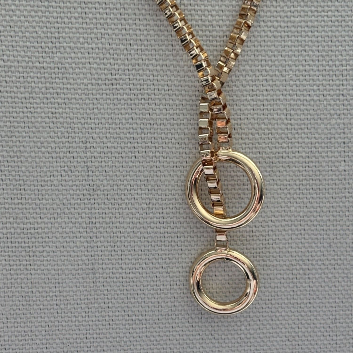 Other Gold-Tone Box Chain Necklace With Double Circle Pendant Size ONE SIZE - 3 Thumbnail