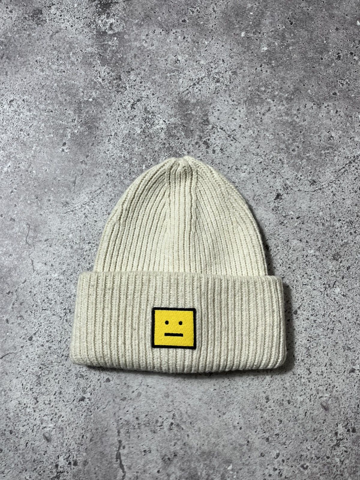 Acne Studios Acne Studios Pansy N Face Ribbed Knit Beanie Hat Wool Unisex Size ONE SIZE - 1 Thumbnail