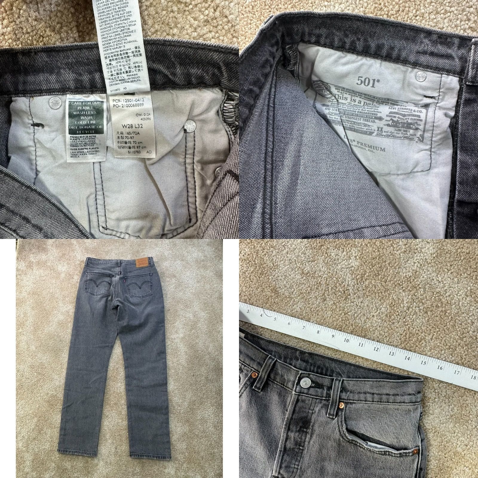 Levi's Levi's 501 Jeans Women's 28x32 Gray Denim Button Fly Regular High Rise Straight 5-Pocket USA Vintage: No Size 28" / US 6 / IT 42 - 8 Thumbnail