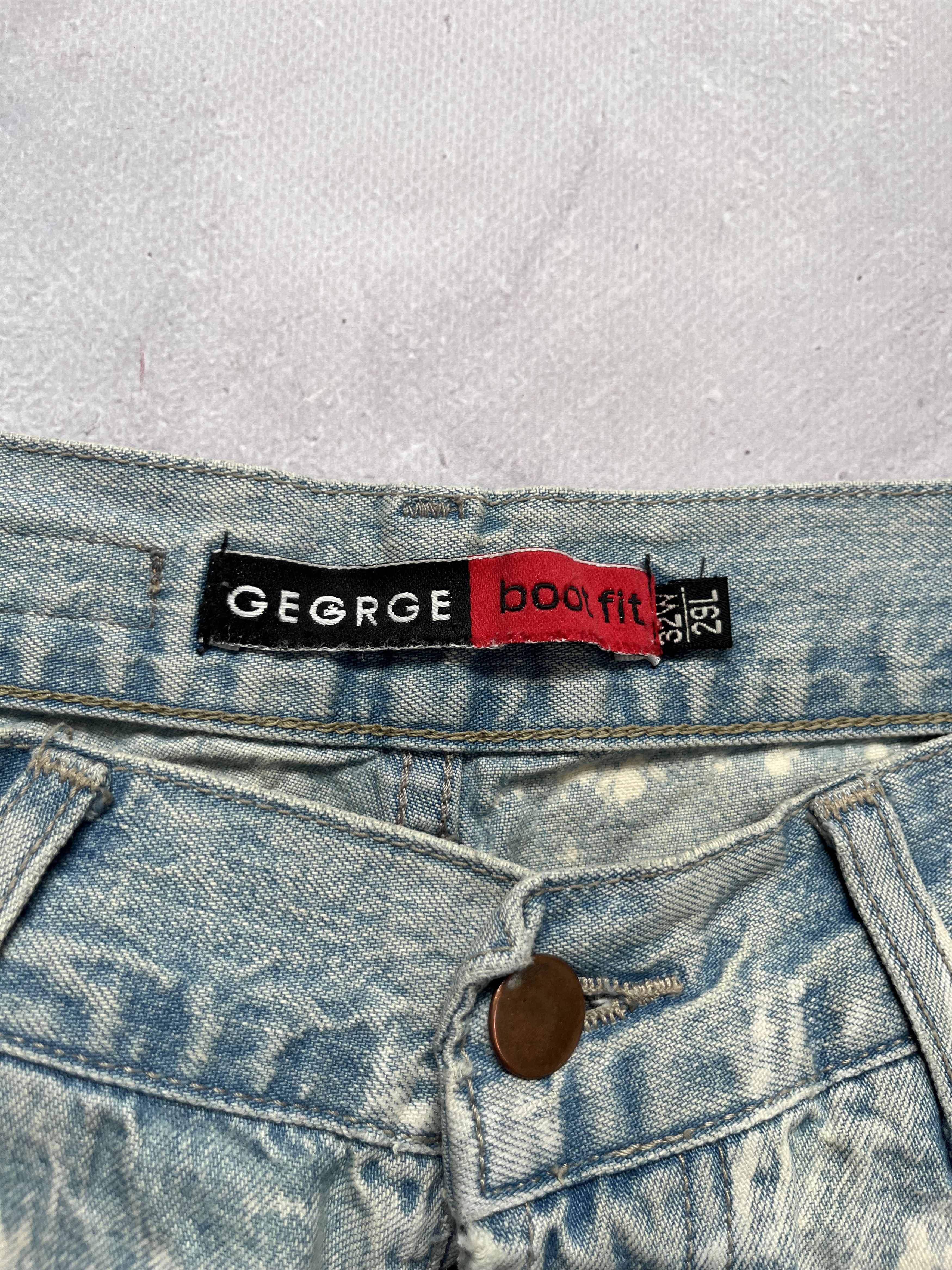 George George Bootcut Jeans Bleached Stripe Wash Vintage Y2K Denim Size US 32 / EU 48 - 7 Thumbnail