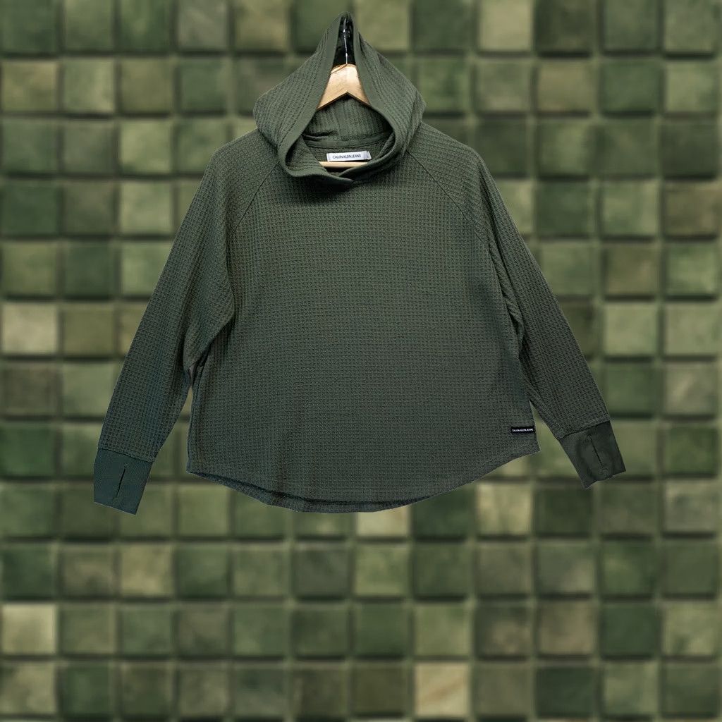 Calvin Klein VINTAGE Calvin Klein Jeans Green Waffle Print Hoodie Women M-3852 Size M / US 6-8 / IT 42-44 - 1 Thumbnail