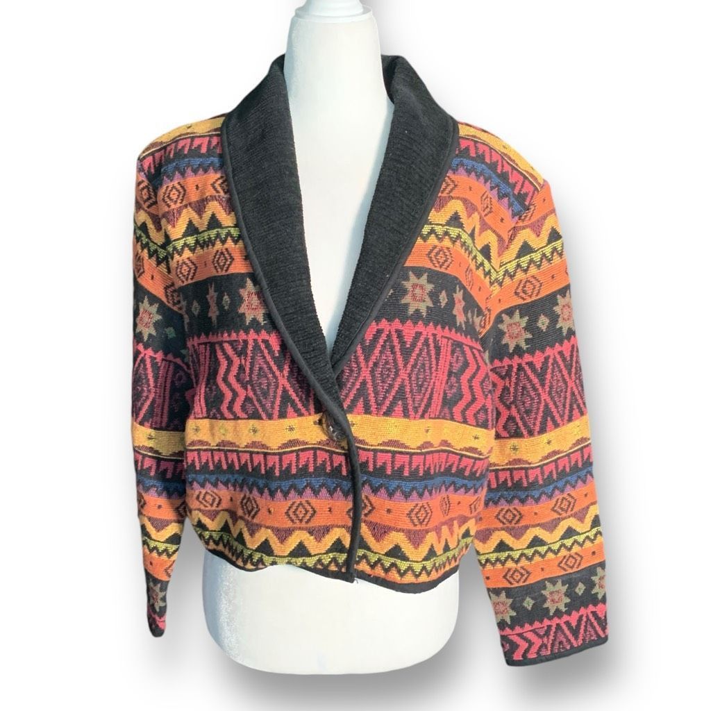 Vintage Vintage New Identity Jacket Southwestern Aztec Print Boxy Cr Size S / US 4 / IT 40 - 4 Thumbnail