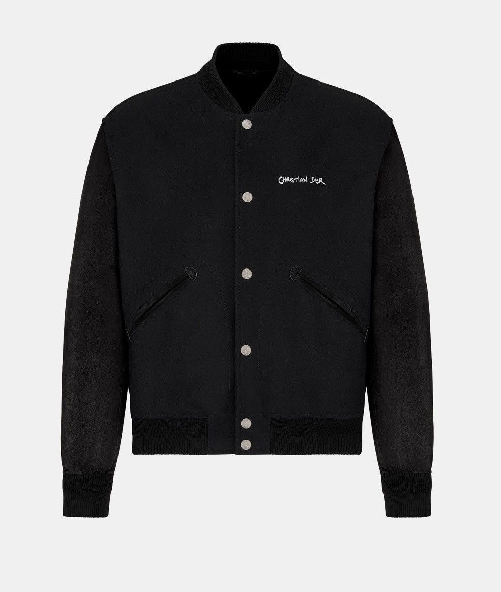 Dior DIOR TAG VARSITY JACKET Black Wool Blend and Lambskin Size US XL / EU 56 / 4 - 1 Thumbnail