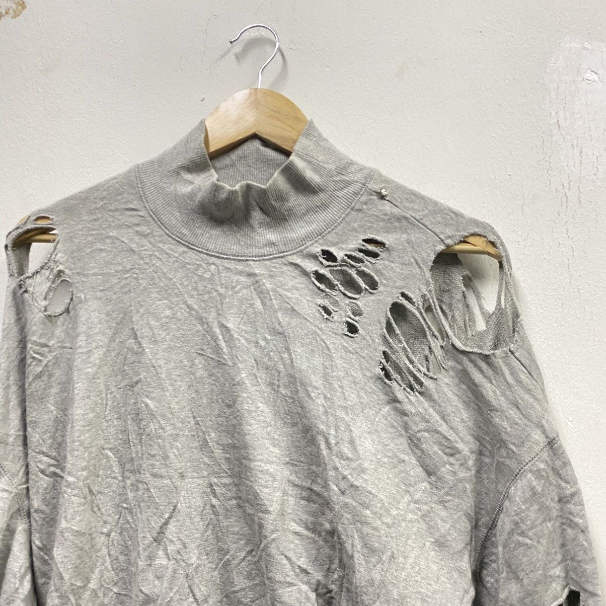 Diesel DIESEL Grey Distressed High-Neck Sweatshirt (Size XS) Size US XS / EU 42 / 0 - 3 Thumbnail