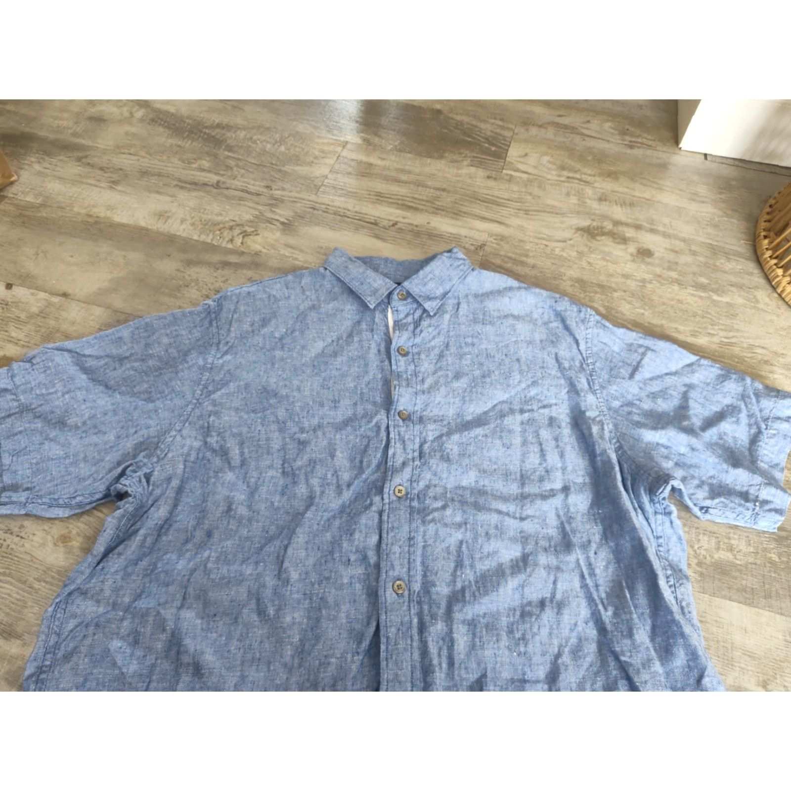 Lands' End VINTAGE Lands' End Men's Linen Shirt Short Sleeve Casual Spring Summer Blue Size L Size US L / EU 52-54 / 3 - 4 Thumbnail