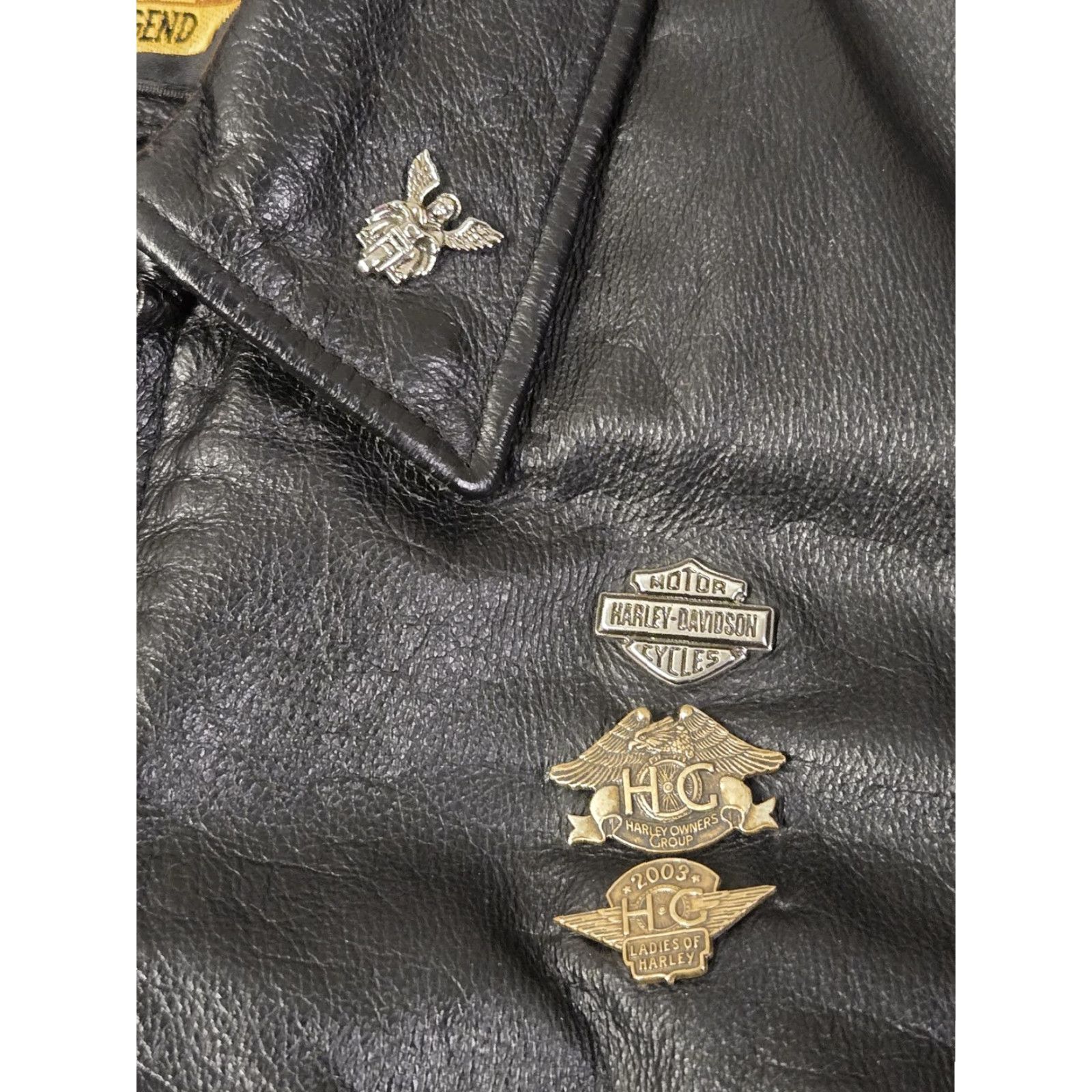 Harley Davidson VINTAGE Harley-Davidson Jacket Womens 1W Black Leather Biker HOG Pins Bar Shield Logo Size XL / US 12-14 / IT 48-50 - 4 Thumbnail