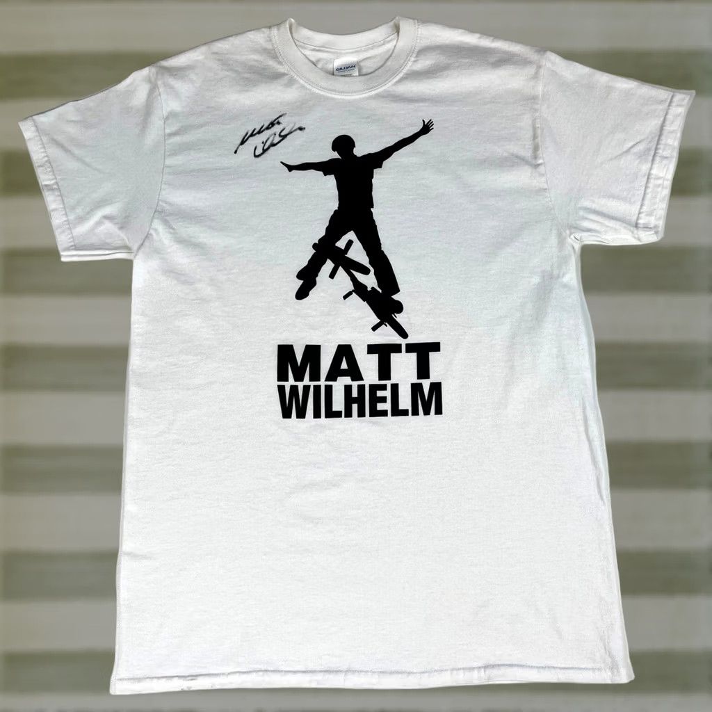 Gildan Matt Wilhelm Pro BMX Rider Autographed T-Shirt Sz M Shirt Adult M White Nike? Size US M / EU 48-50 / 2 - 1 Thumbnail