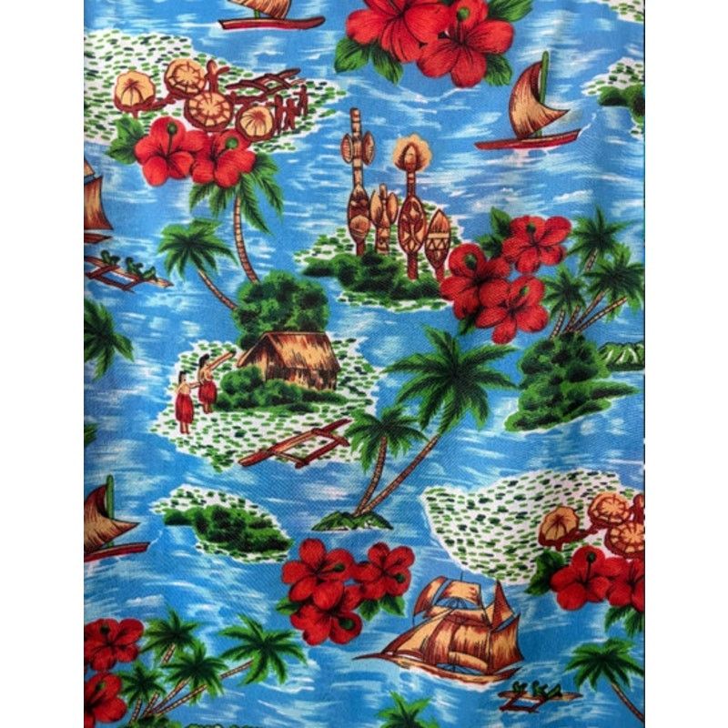 Vintage Vintage 70s Van Cort Blue Pink Hawaiian Tropical Shirt Small Size US S / EU 44-46 / 1 - 3 Thumbnail