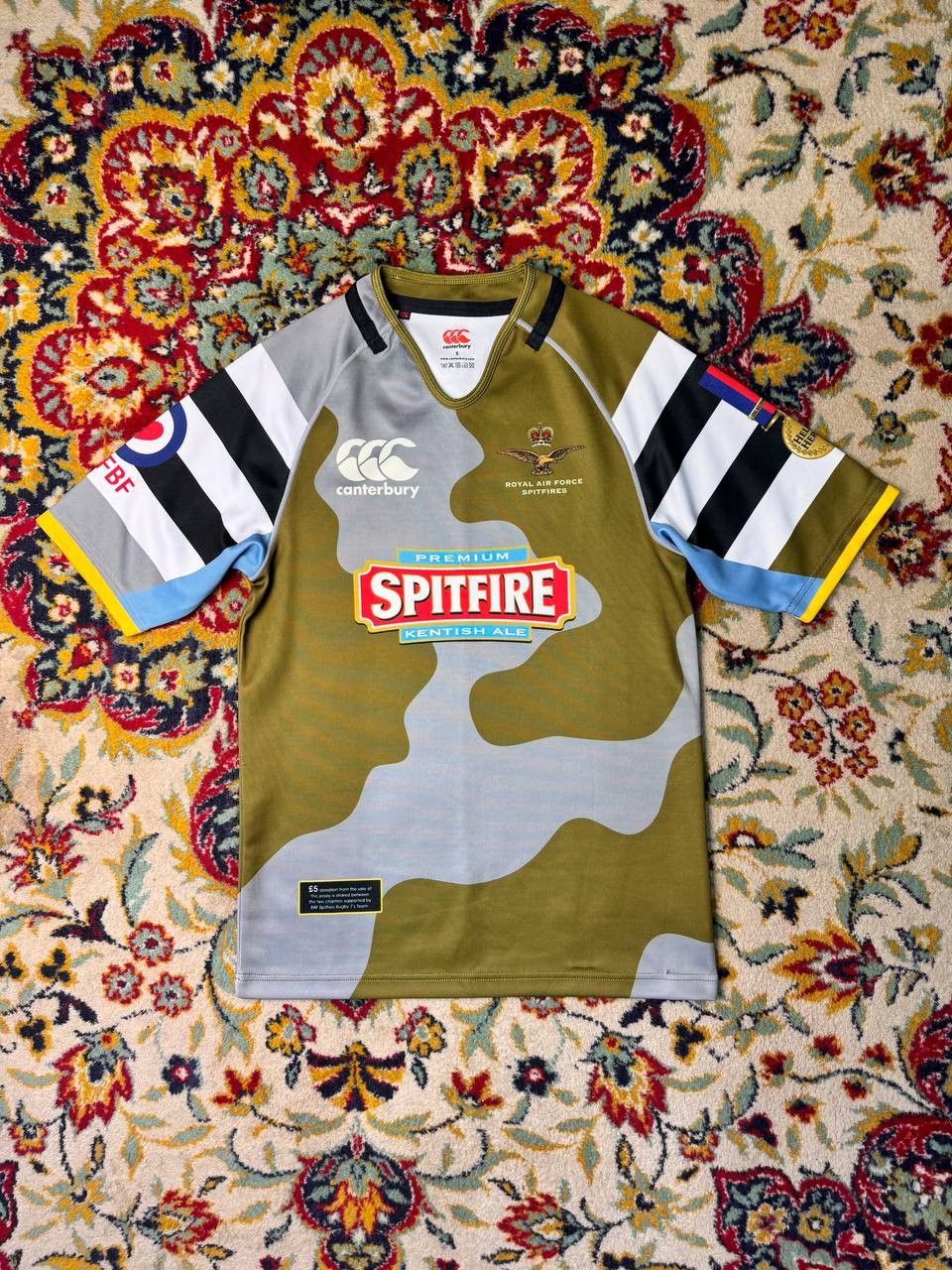 Vintage Cantebury Royal Air Force Camouflage Rugby RAF SEVENS shirt Size US S / EU 44-46 / 1 - 1 Thumbnail