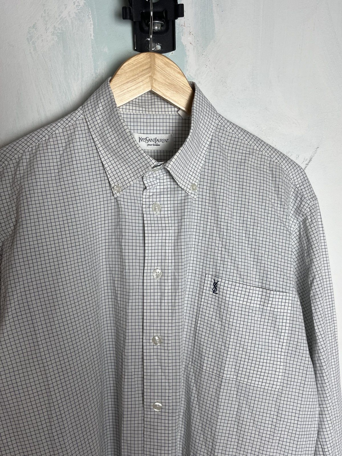 Yves Saint Laurent 🔥90's YSL Old Money Checkered Boxy Summer Shirt Y2K Size US L / EU 52-54 / 3 - 2 Thumbnail