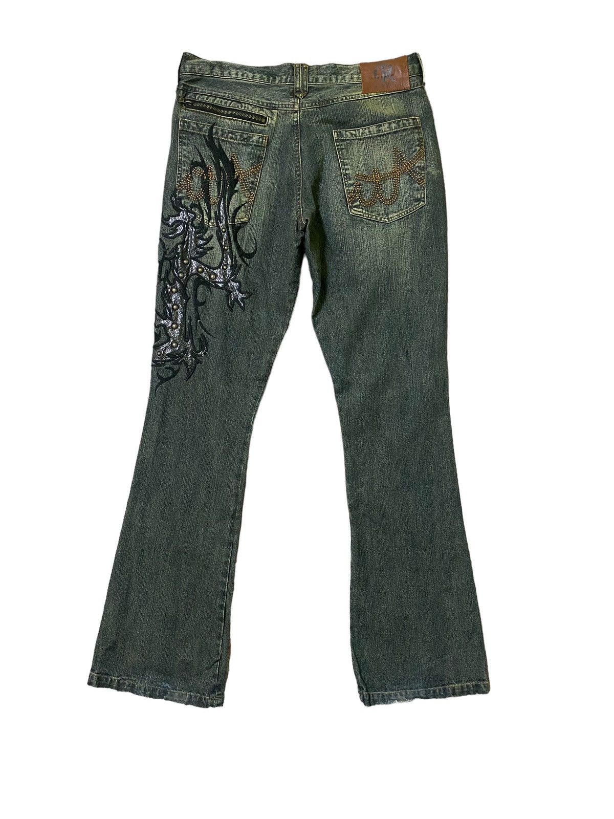 メンズ 00s in the attic flare tribal denim スタッズ