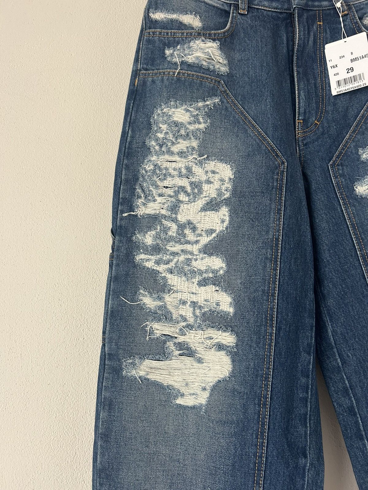 Givenchy BNWT Givenchy FW23 Baggy Boro Stitching Jeans Size US 29 - 5 Thumbnail
