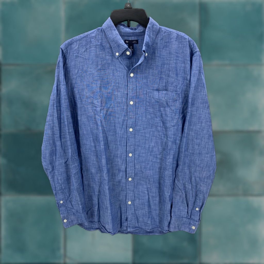 Gap Gap Chambray Shirt Mens XL Blue Slim Fit Long Sleeve Button-Down Pocket Casual Size US XL / EU 56 / 4 - 1 Thumbnail
