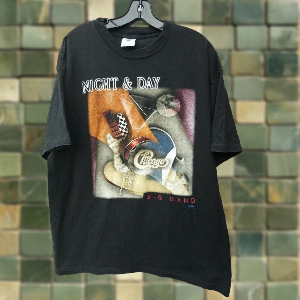 Vintage Chicago Band T Shirt Mens XL Adult Black Vintage 90s Night and Day Big Band USA Shirt Mens XL Black Vintage 90s Band Night and Day Chicago USA Size US XL / EU 56 / 4 - 1 Thumbnail