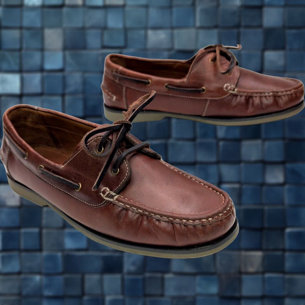 Vintage Samuel Windsor Deck Boat Shoe Men 13 Brown Leather Nautical Casual Shoes Size US 13 / EU 46 - 1 Thumbnail
