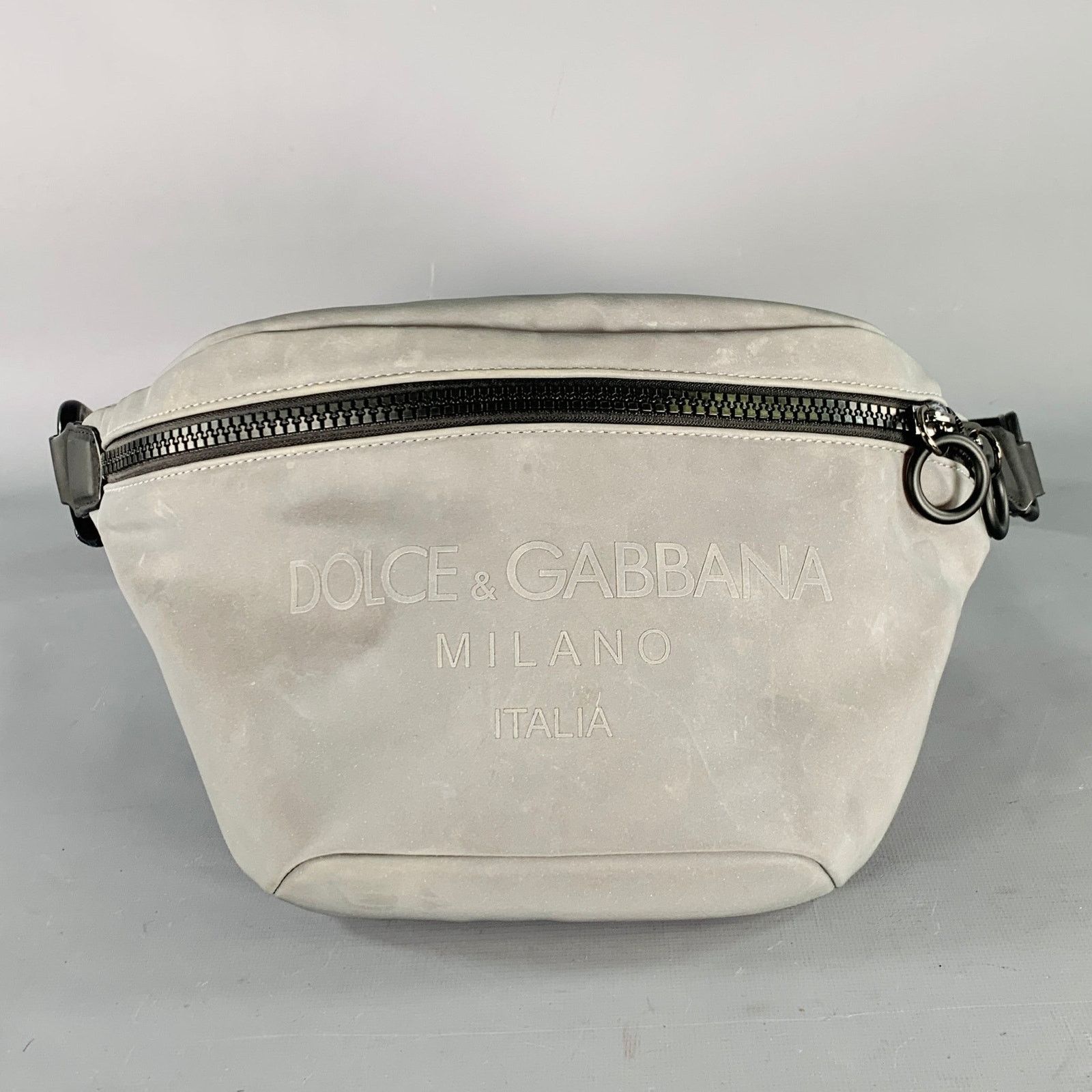Dolce & Gabbana Grey Metallic Reflective Canvas Zip Waist Bag Size ONE SIZE - 1 Thumbnail