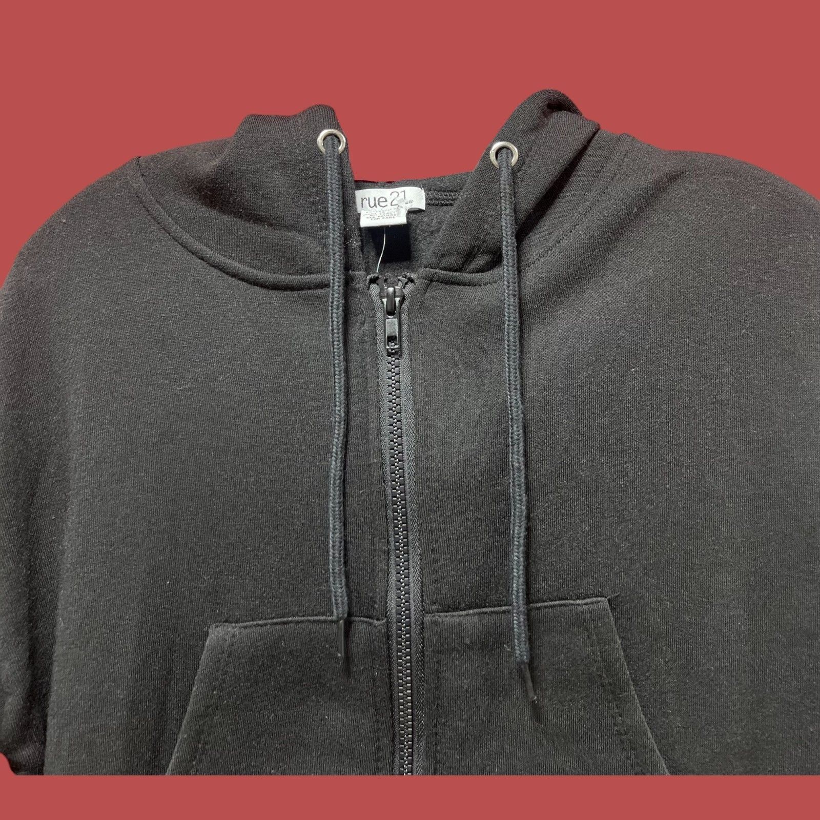 rue21 Rue 21 - Women's Long Sleeve Hooded Sweatshirt - Black - Ext Size XS / US 0-2 / IT 36-38 - 9 Thumbnail