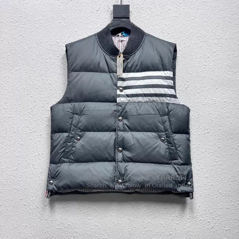 Thom Browne Thom Browne Solid Stripe Down Vest - Gray Size US L / EU 52-54 / 3 - 1 Thumbnail