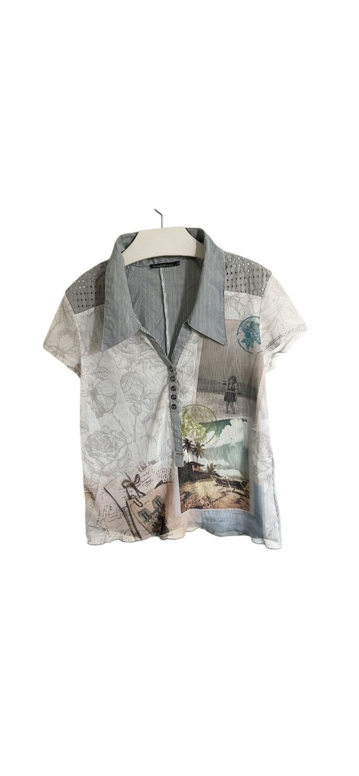 Y2K Print Blouse Collage like 2000s diesel junya dolce 00s