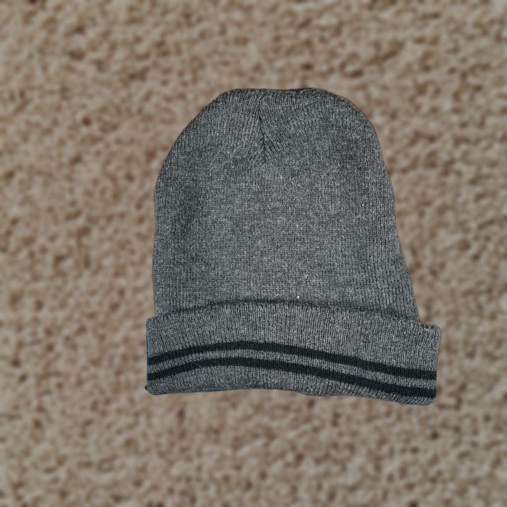 Vintage Becker Brands Beanie Toque Adult One Size Gray Stripe Knit 100% Acrylic Size ONE SIZE - 1 Thumbnail