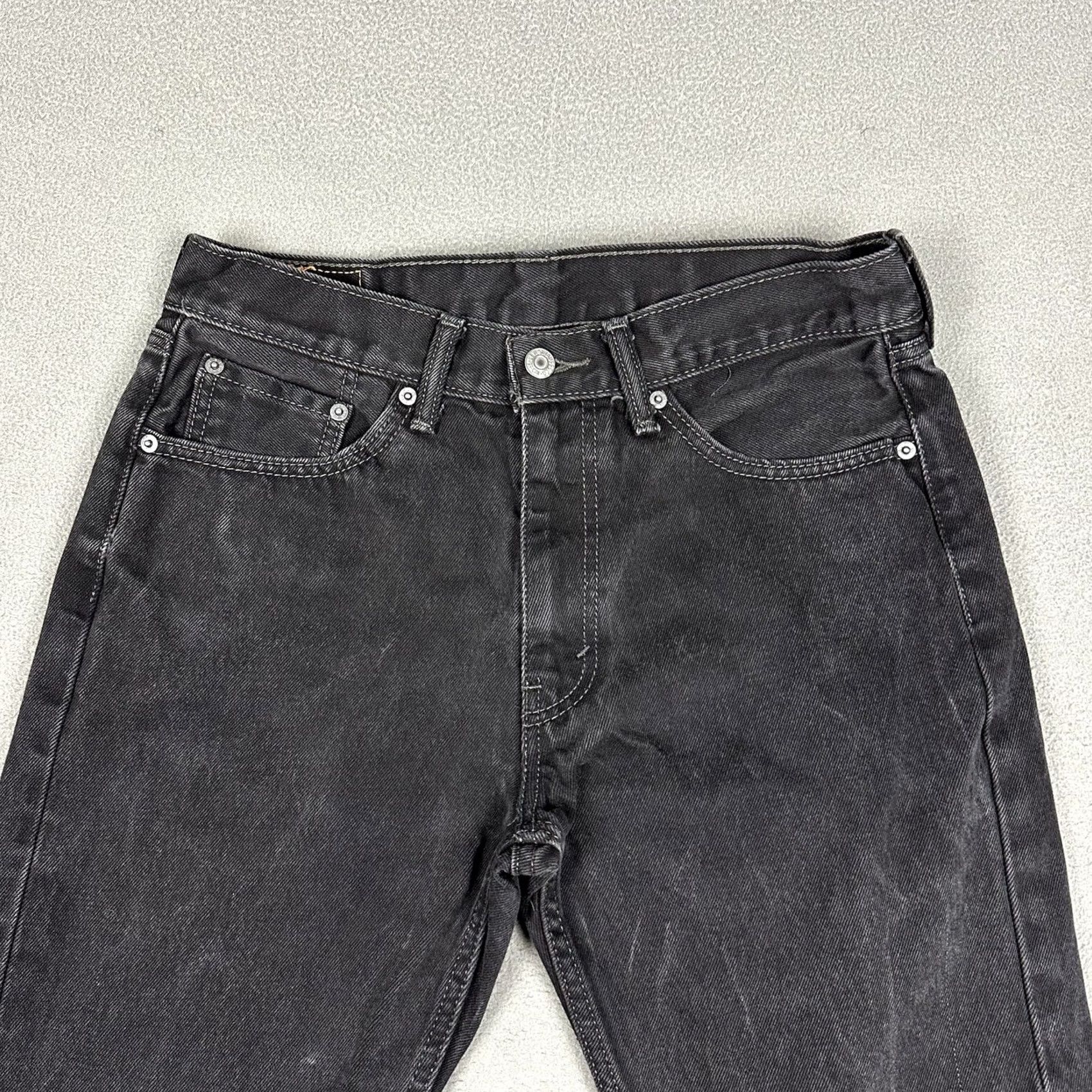 Levi's Levis 505 Regular Straight Jeans Mens 33x34 (Fits 31x31.5) Black Denim EUC Size US 33 - 3 Thumbnail