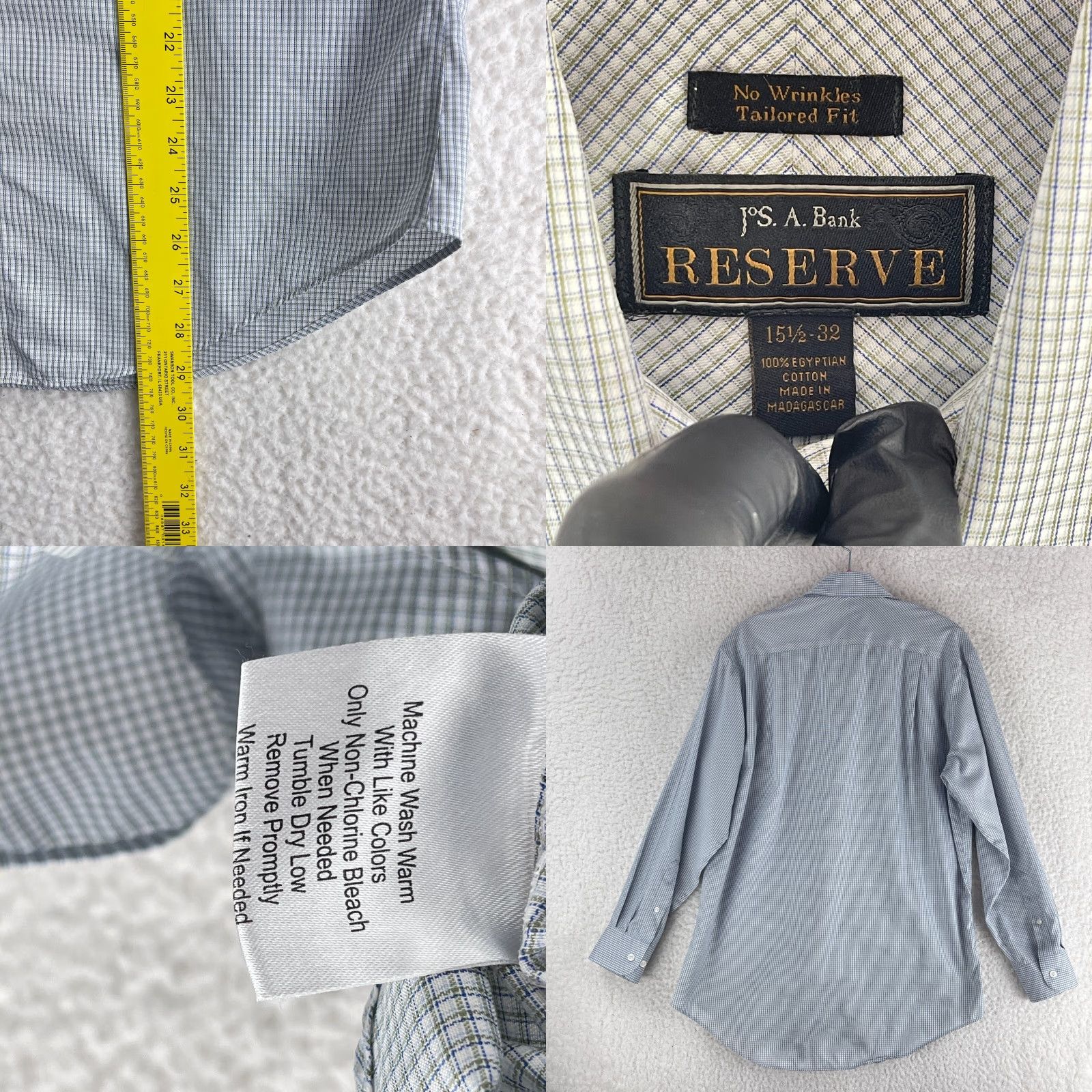 Jos. A. Bank VINTAGE Jos. A. Bank Reserve Button-Up Dress Shirt Mens Medium Slim? Tailored Fit Long Sleeve Size 40R - 8 Thumbnail