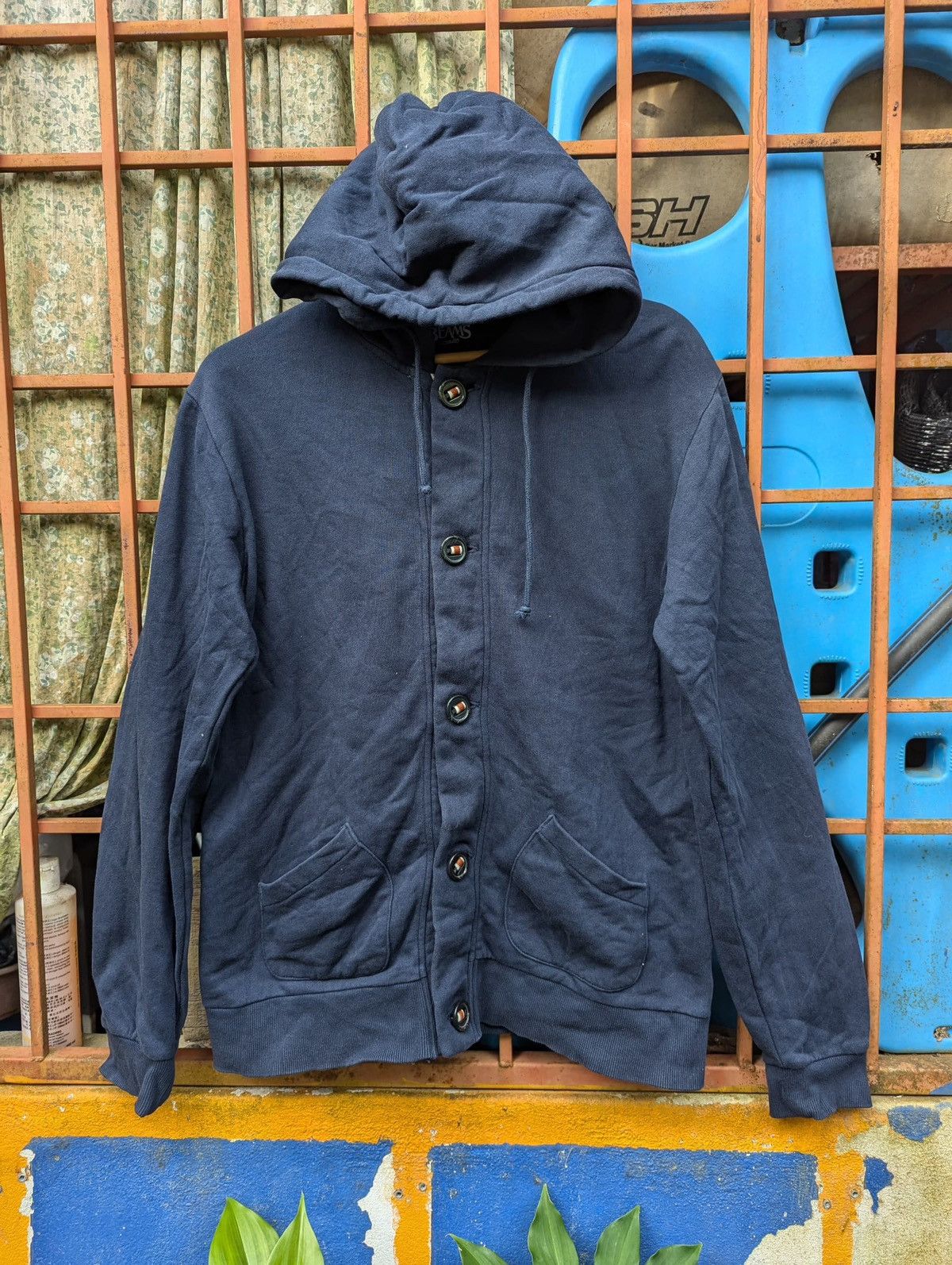 Beams Plus Beams Snap Buttonup Sweatshirt Hoodie Size US L / EU 52-54 / 3 - 1 Thumbnail