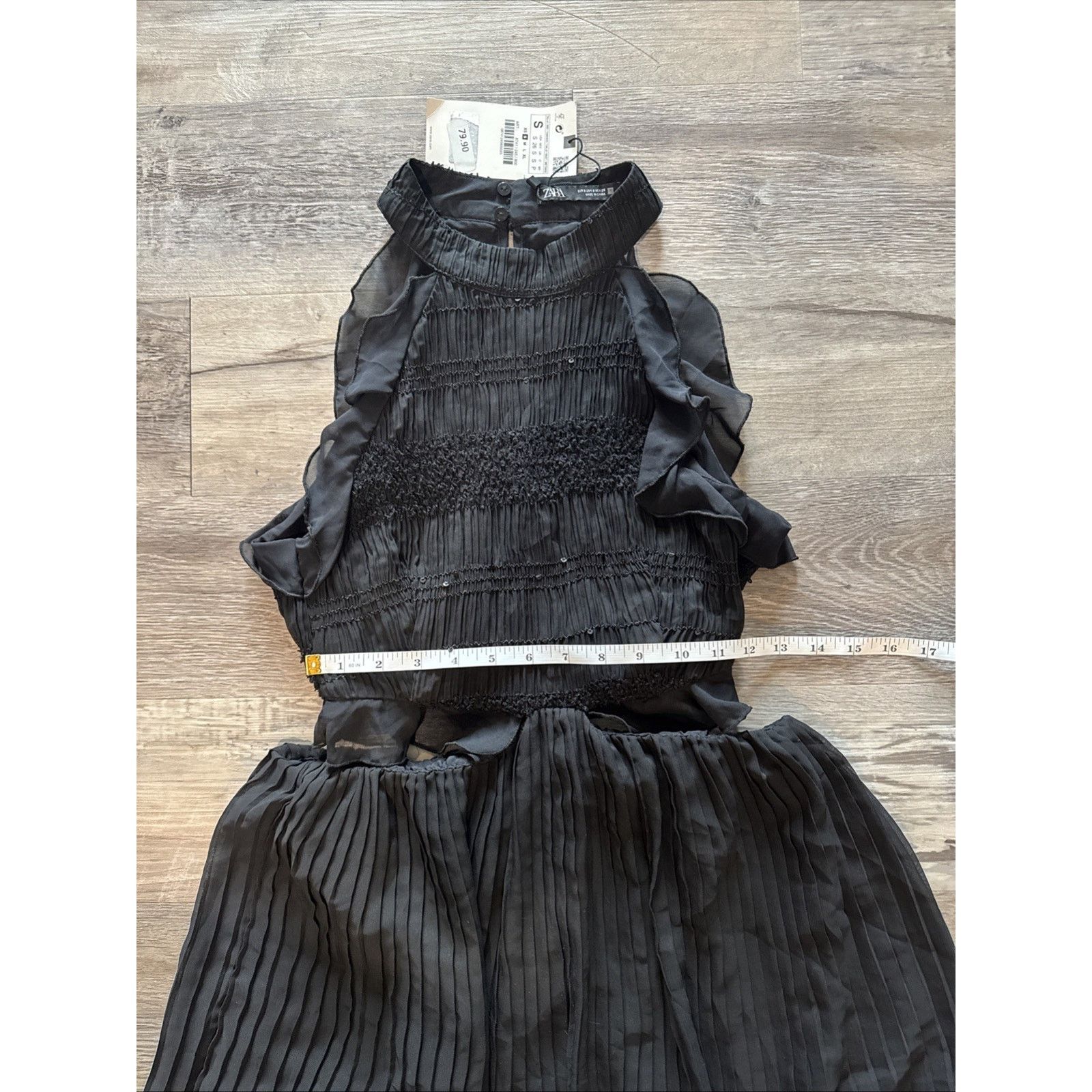 Zara Zara Black Ruffled Pleated Midi Dress Size S Brand New Size S / US 4 / IT 40 - 5 Thumbnail