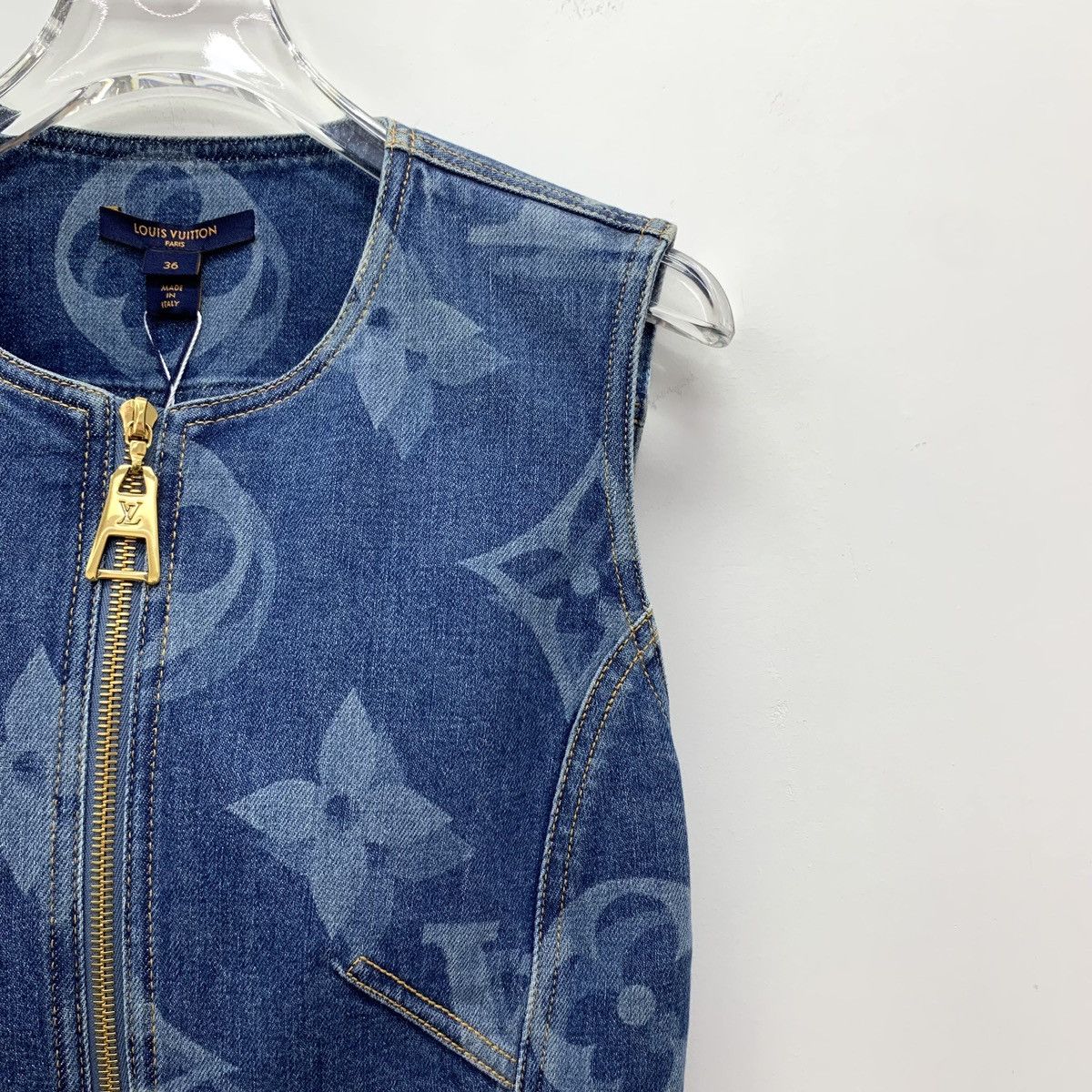 Louis Vuitton Louis Vuitton navy blue logo full print denim dress Size XS / US 0-2 / IT 36-38 - 3 Thumbnail